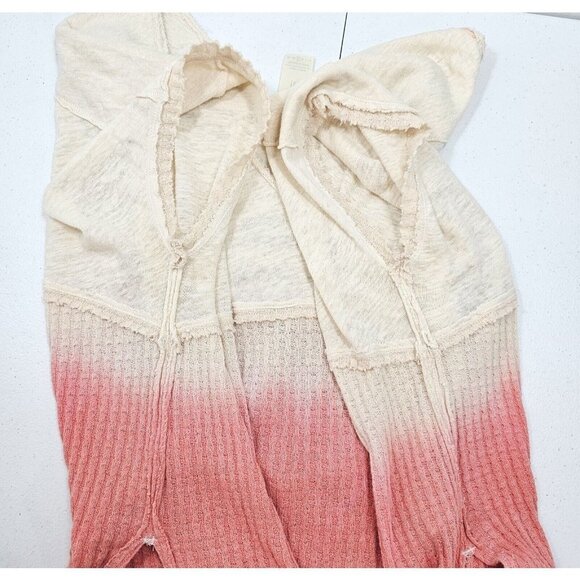 We The Free People Sun Dial Ombré T Shirt Size Small Coral Oversized Dip Dye Tee - Picture 6 of 15